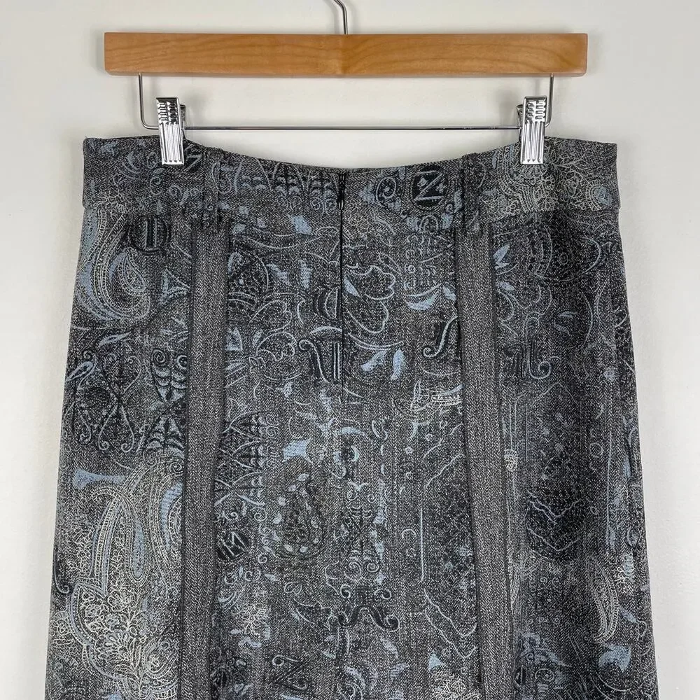 y2k VTG Simply French Skirt Size 6 Gray Blue Paisley Fairy Grunge Whimsigoth